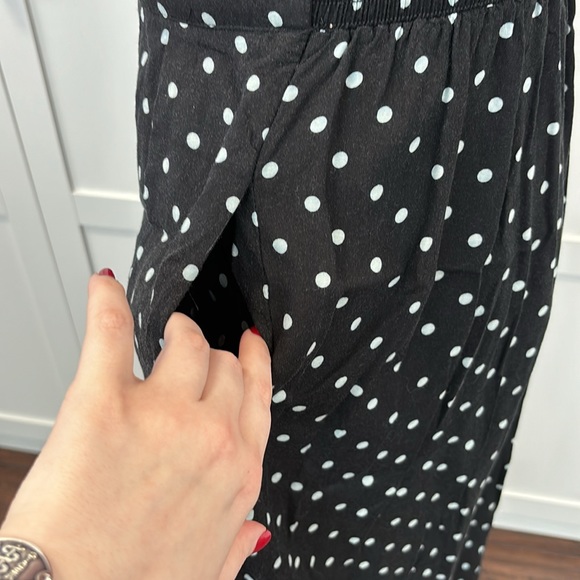 Vintage Black Skirt with Light Blue Polka Dots - Picture 4 of 5